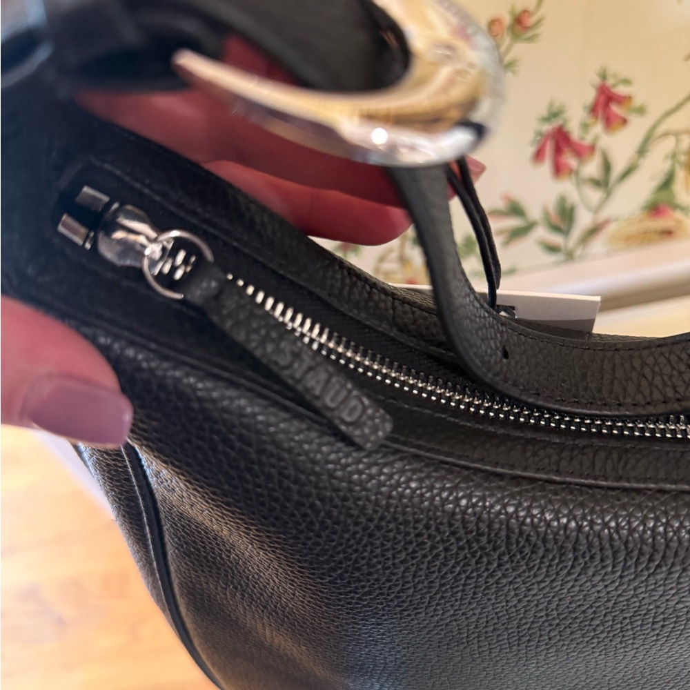 STAUD Pine Hobo Black Pebbled Leather Shoulder Bag - Picture 4 of 10
